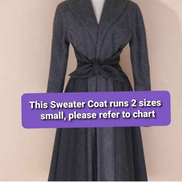 LAST CHANCE Vintage Inspired Midi Open Heather Grey Coat NWT - Picture 10 of 10